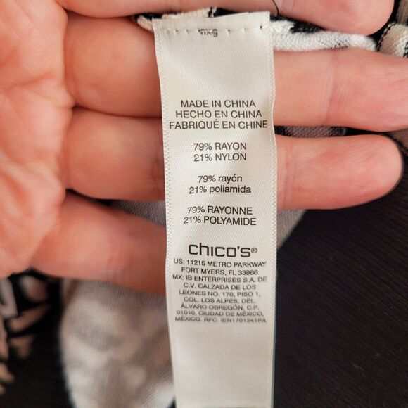 Chicos Womens Lightweight Sweater Size XL Graphic Black White Leopard Boat Neck - Picture 5 of 9